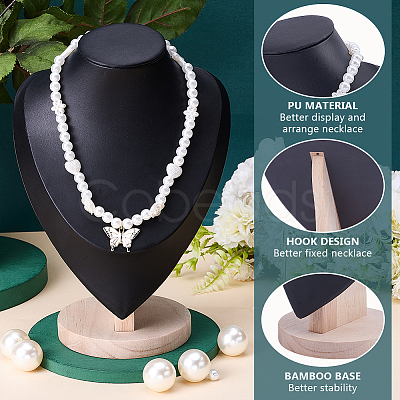 Bust Shaped PU Leather Necklaces Display Stands NDIS-WH0017-13A-1