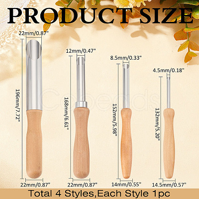 4Pcs 4 Styles Wood & Stainless Steel Double Heads Modeling Clay Sculpting Tools Set DIY-WH0308-691-1