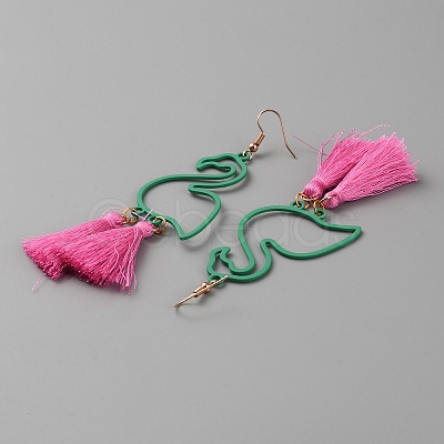 Alloy Flamingo Chandelier Earrings EJEW-WH0010-55A-1