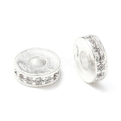 Brass Micro Pave Cubic Zirconia Spacer Beads KK-A254-27S-1