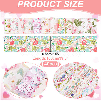 Flower Pattern Cotton Fabrics DIY-WH0588-11A-1