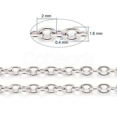 Non-Tarnish 3.28 Feet 304 Stainless Steel Cable Chains X-CHS-F006-02B-P-1