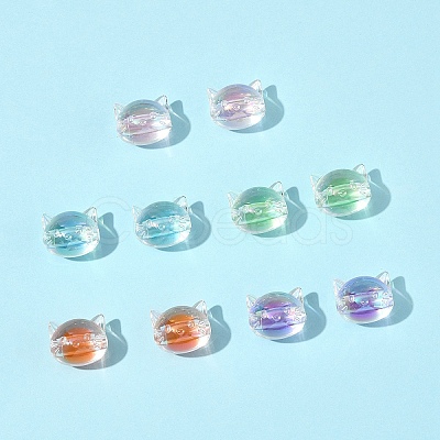 32Pcs UV Plating Rainbow Iridescent Acrylic Beads OACR-FS0002-16-1