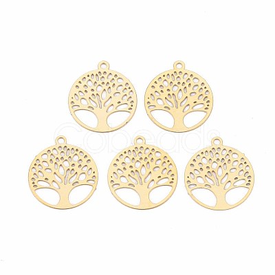 Rack Plating 201 Stainless Steel Filigree Pendants X-STAS-T057-49G-1