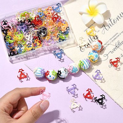 100Pcs 10 Colors Hollow Acrylic Bead Caps DIY-CJ0003-12-1