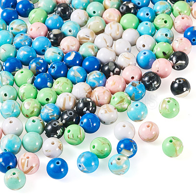 120Pcs 8 Colors Assembled Synthetic Stone and Trochus Shell Beads G-TA0002-31B-1