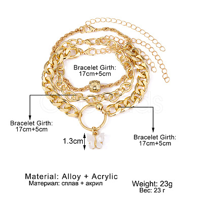 3Pcs 3 Styles Alloy Bracelet Set for Women WGAFCFA-05-1