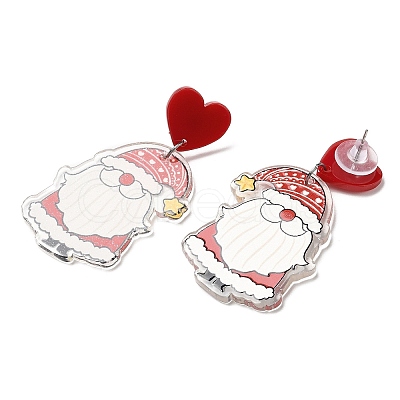 Christmas Acrylic Dangle Stud Earrings with 304 Stainless Steel Pin for Women EJEW-D060-01B-1