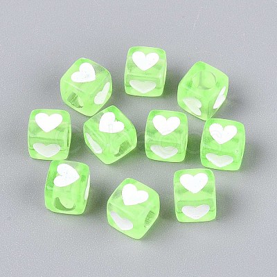 Spray Painted Transparent Acrylic Beads OACR-N140-02G-1