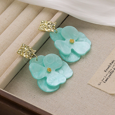 Flower Zinc Alloy Acrylic Dangle Stud Earrings FS-WG5AD05-05-1