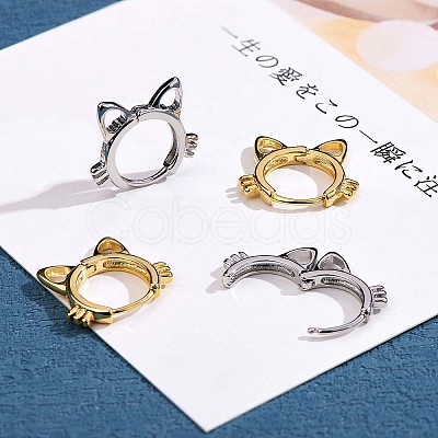 Women Cat Brass Leverback Earrings JE965B-1