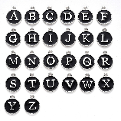 Initial Letter A~Z Alphabet Enamel Charms ENAM-YW0002-01-05P-1