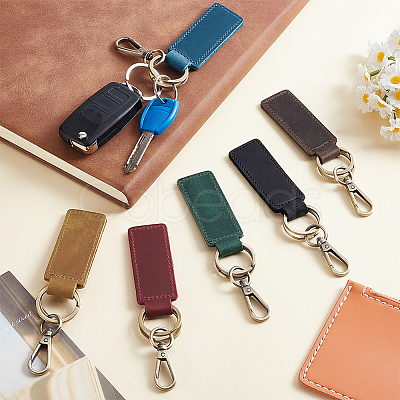 6Pcs 6 Colors Cowhide Leather Keychain KEYC-PH0002-15-1