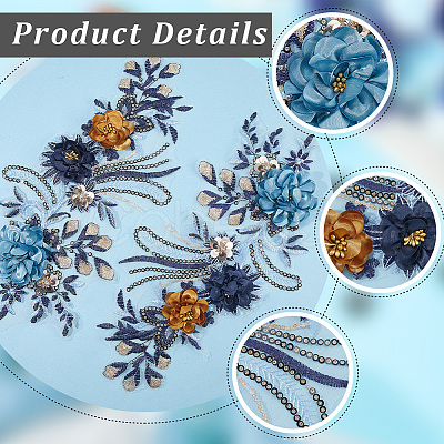 Polyester Embroidery Lace Cloth Patches AJEW-WH20070-079B-1