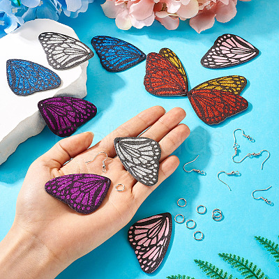 DIY Glitter Imitation Leather Wing Dangle Earring Making Kit DIY-TA0010-26-1