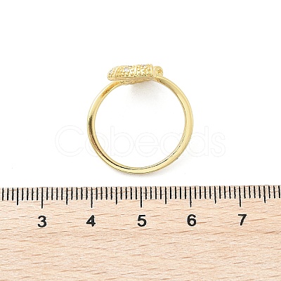 Brass Micro Pave Clear Cubic Zirconia Cuff Rings for Women RJEW-A061-01G-1