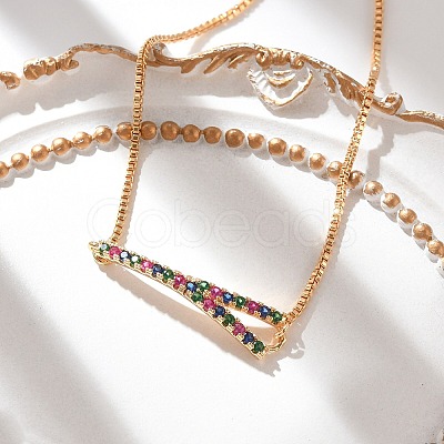 Letter Y Brass Micro Pave Cubic Zirconia Link Slider Bracelets KK-R217-55G-1