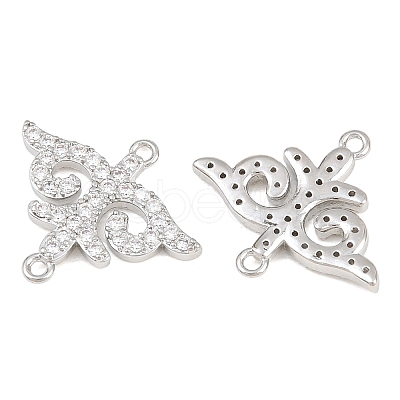 Brass Micro Pave Clear Cubic Zirconia Connector Charms CU-CBA7BFE-03D-P-1