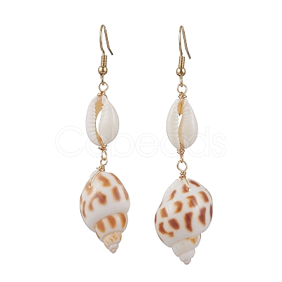 304 Stainless Steel Shell Shape with Tortoise & Starfish Dangle Earrings EJEW-JE06265-04-1