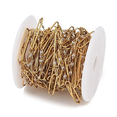 304 Stainless Steel Enamel Dapped Chain Oval Link Chains CHS-K021-15G-10-1