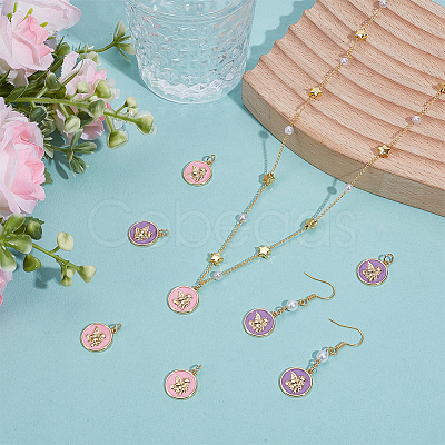 8Pcs 2 Colors Brass Enamel Pendants KK-BC0015-14-1