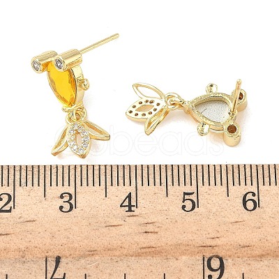 Brass Micro Pave Cubic Zirconia Fish Dangle Stud Earrings EJEW-K320-01G-21-1