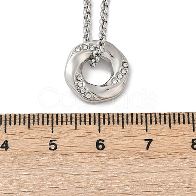 304 Stainless Steel Crystal Rhinestone Hexagon Pendant Necklaces for Women NJEW-F339-04P-1