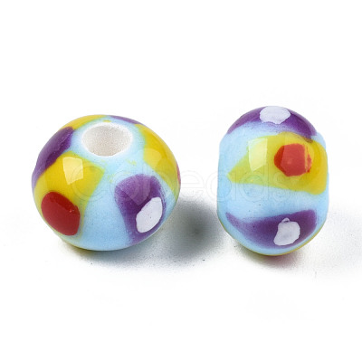 Handmade Porcelain European Beads PORC-S504-005-1