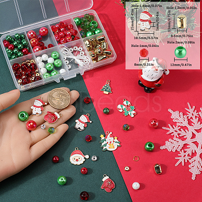 Christmas Theme DIY Glass & Plastic Beads Bracelet Making Kits DIY-SC0028-18-1