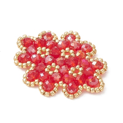 Woven Glass Beaded Connector Charms PALLOY-MZ01201-02-1