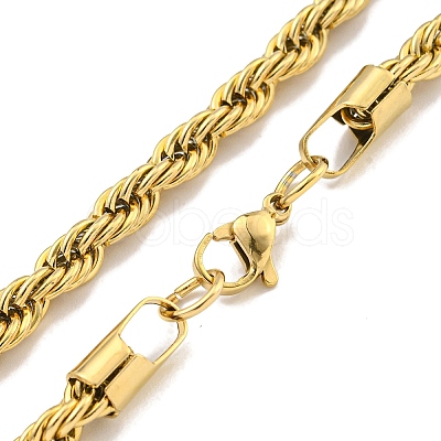 Ion Plating(IP) 5MM 201 Stainless Steel Rope Chain Bracelets for Women BJEW-R318-02G-1