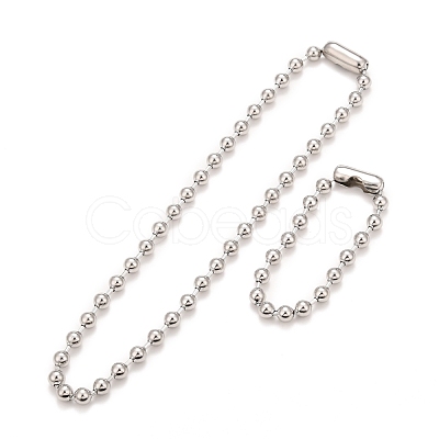 Tarnish Resistant 304 Stainless Steel Ball Chain Necklace & Bracelet Set STAS-D181-02P-01B-1