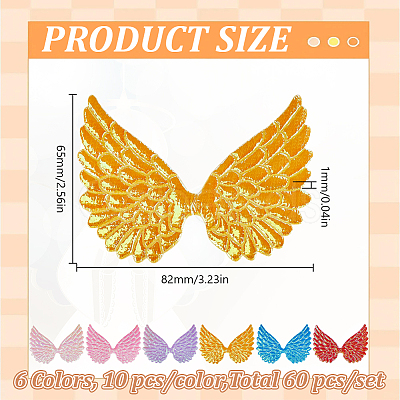 60Pcs 6 Colors Polyester Thread Iron on/Sew On Patches PATC-GO0001-12-1