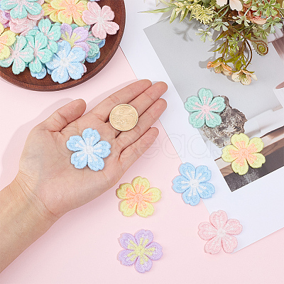 50Pcs 5 Colors Polyester Applqiues PATC-CY0001-59-1