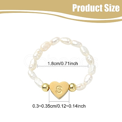 Natural Freshwater Pearl & 304 Stainless Steel Bead Finger Rings RJEW-FS00001-19-1