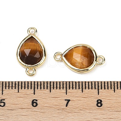 Natural Tiger Eye Faceted Connector Charms G-L514-048P-04-1