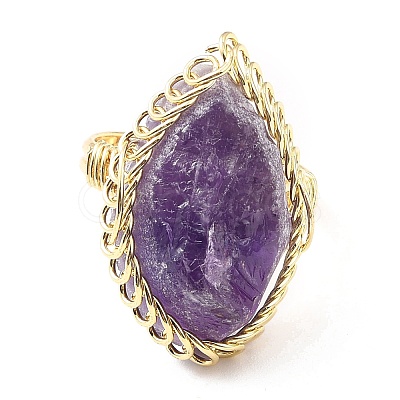 Natural Amethyst Horse Eye Wrapped Adjustable Ring G-D458-03G-07-RS-1