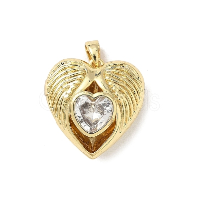 Brass Micro Pave Cubic Zirconia Locket Pendants KK-F905-05G-01-1
