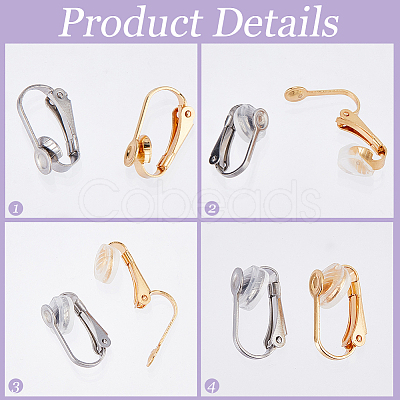 40Pcs 304 Stainless Steel Clip-on Earring Findings STAS-SP0001-23G-1
