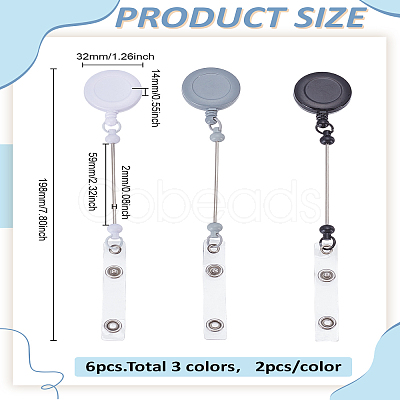 6Pcs 3 Colors ABS Plastic Badge Holders AJEW-LP0008-04A-1