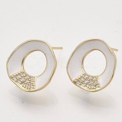 Brass Micro Pave Cubic Zirconia Stud Earring Findings KK-T054-36G-04-NF-1