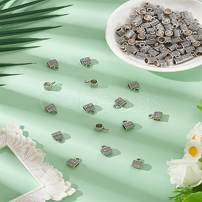 80Pcs Tibetan Style Alloy Tube Bails FIND-LP0007-06-1