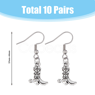 10 Pair 10 Style Alloy Dangle Earrings with 304 Stainless Steel Pins EJEW-AB00035-1