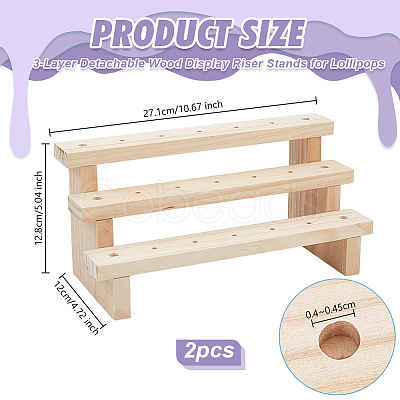 3-Layer Detachable Wood Display Riser Stands for Lollipops Ice Cream ODIS-WH0078-25B-1