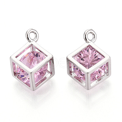 Brass Micro Pave Cubic Zirconia Charms KK-N264-02A-P-1