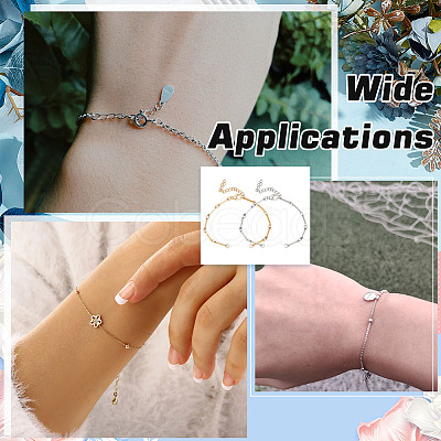 12Pcs 2 Colors 304 Stainless Steel Bar Link Chain Bracelet Making AJEW-MA00003-1