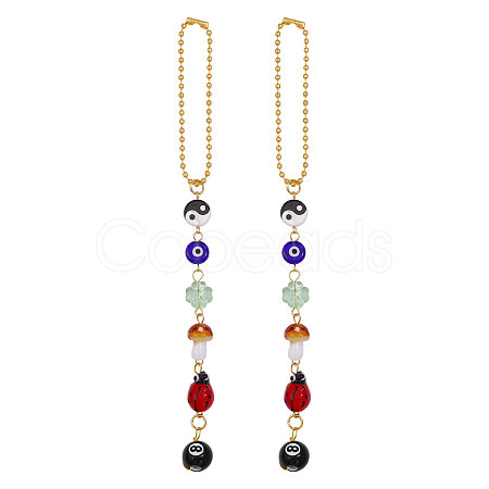 2Pcs Glass Car Pendant Decorations AJEW-GL0003-28-1