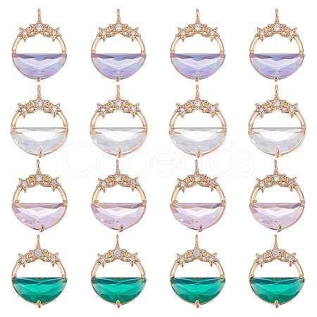 16Pcs 4 Colors Glass Pendants GLAA-GA0001-32-1