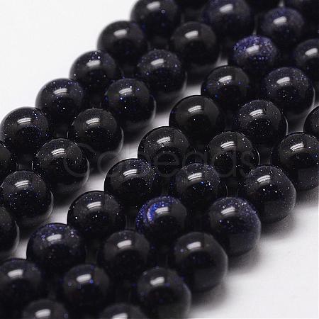 Synthetic Blue Goldstone Beads Strands G-D840-81-10mm-1