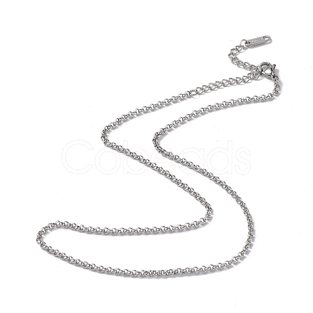 Non-Tarnish 304 Stainless Steel Rolo Chain Necklace for Men Women NJEW-K245-022A-1